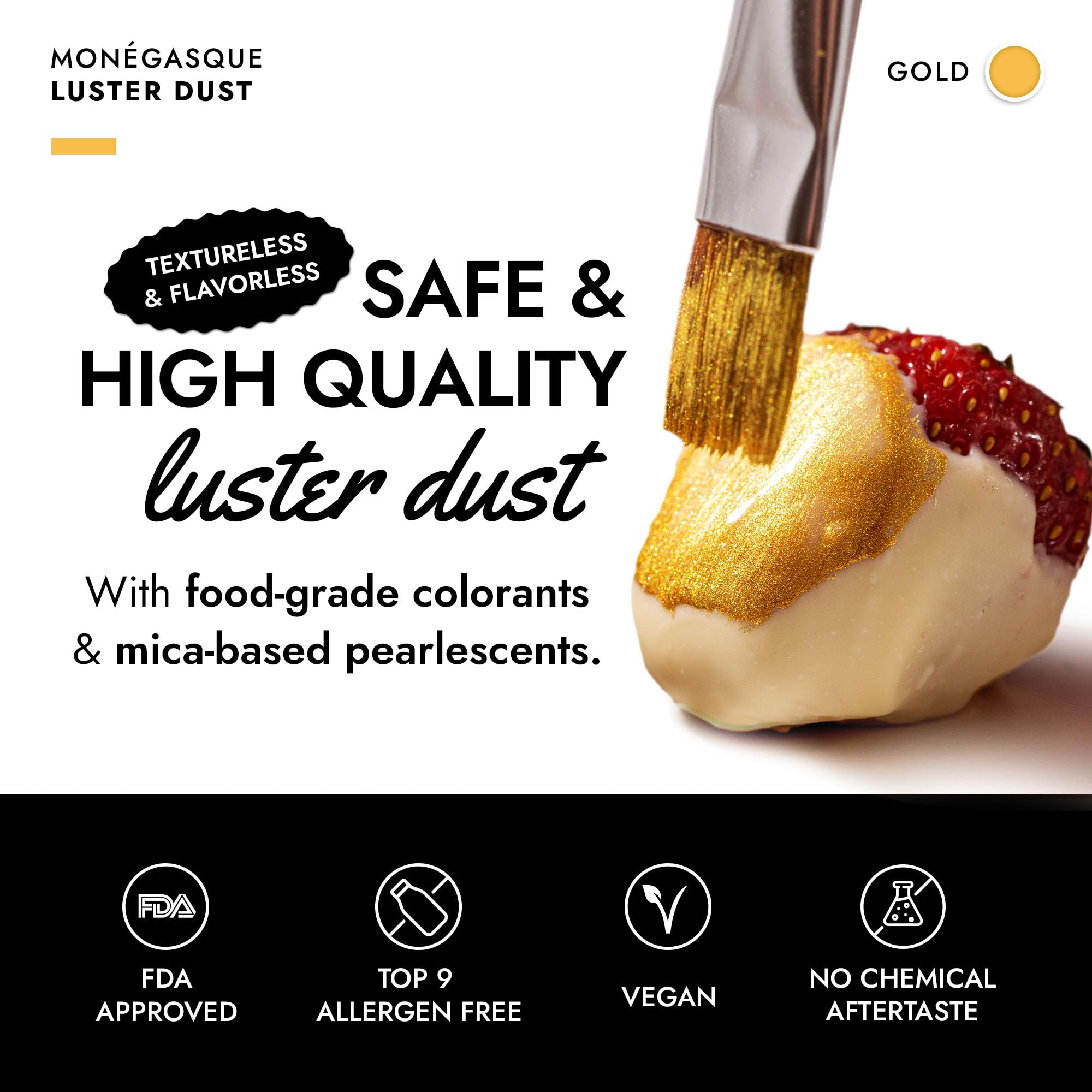 Gold Edible Luster Dust - product label and ingredients