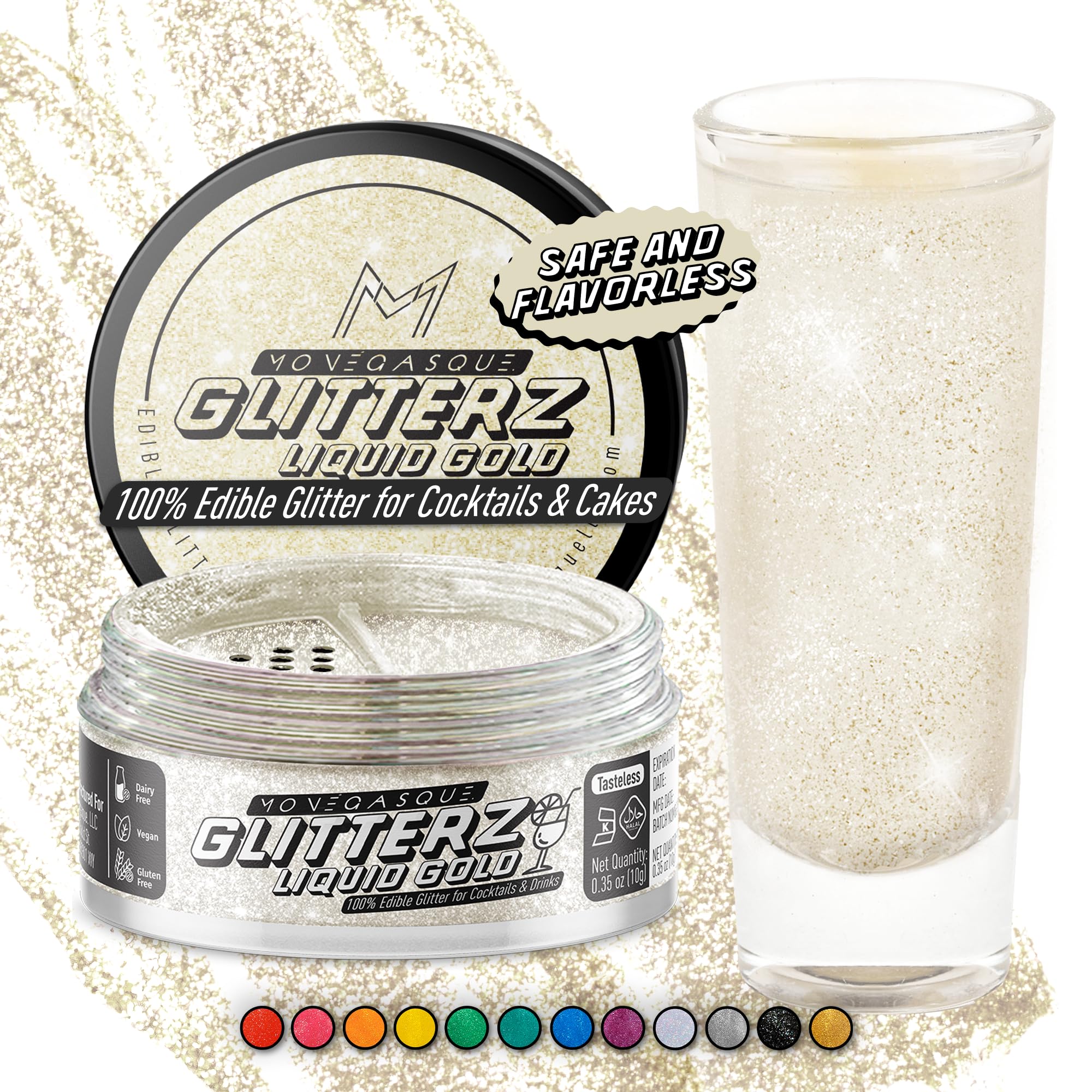 Liquid Gold Edible Glitter for Drinks & Cakes 10G