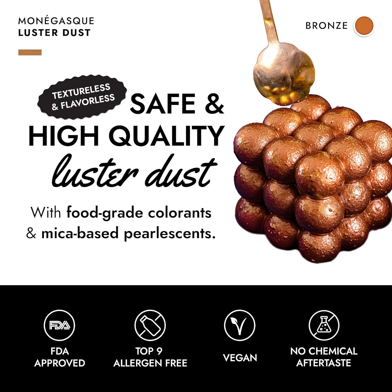 Bronze Edible Luster Dust - product label and ingredients