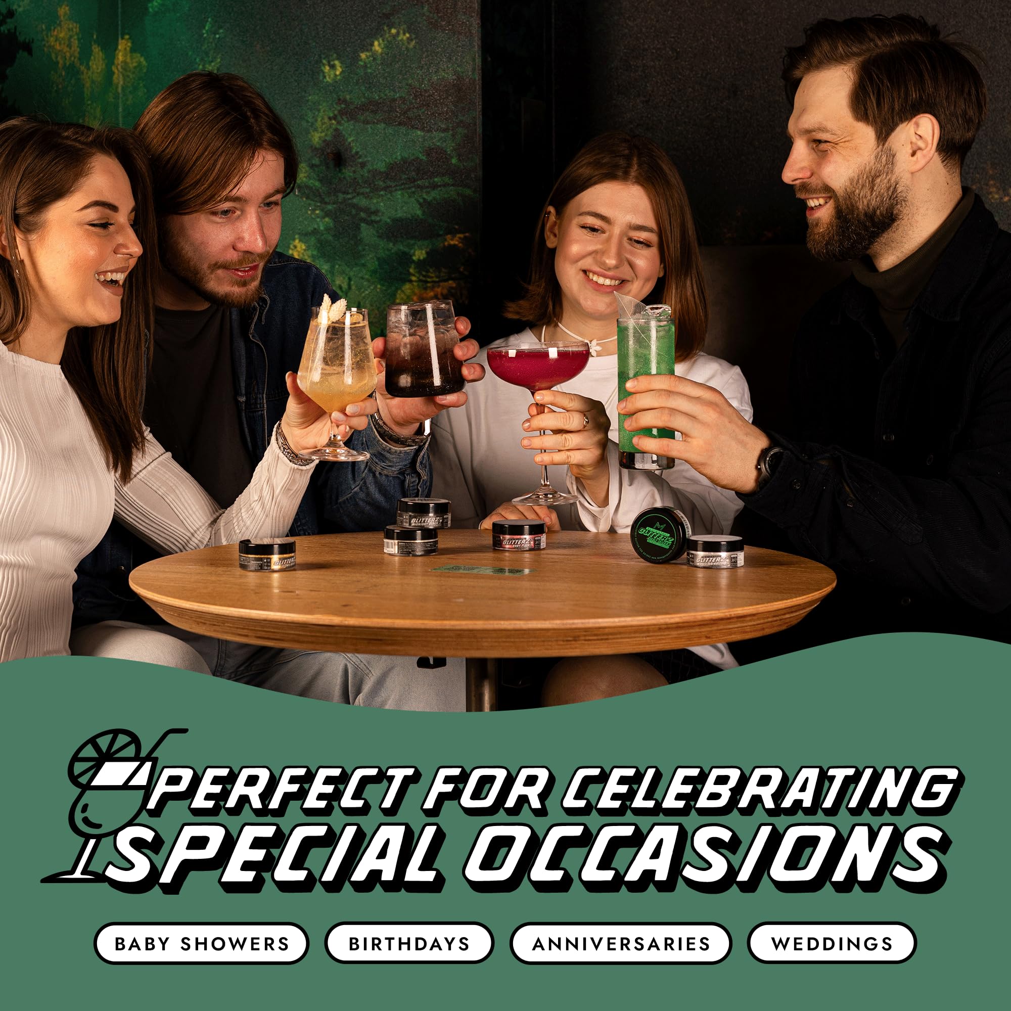 Emerald Green Edible Glitter for Drinks & Cakes 10G