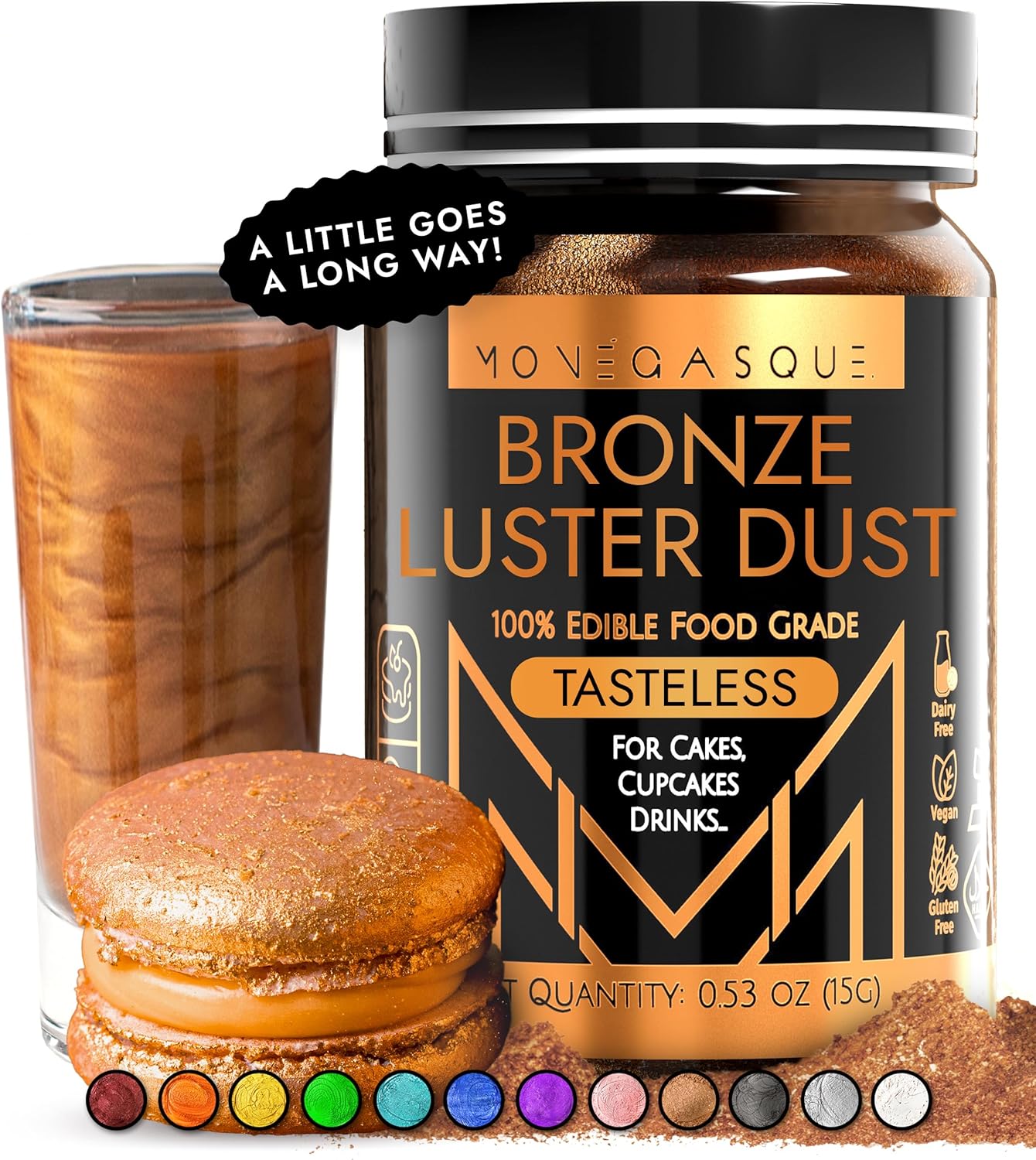 Bronze Edible Luster Dust jar - front view